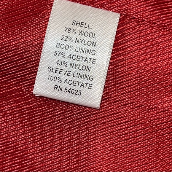 Banana Republic Red Double Breasted Short Italian Wool Coat Sz XS - Picture 16 of 17